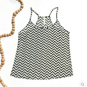 SHEER CHEVRON PRINT TANK TOP IN WHITE AND MINT
